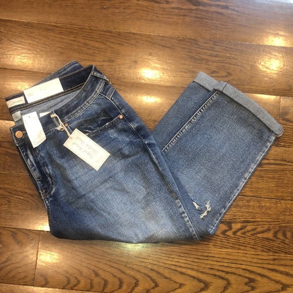 DENIM Women’s Hi-Rise Girlfriend Crop Patch Jeans Size 18w - Picture 4 of 11